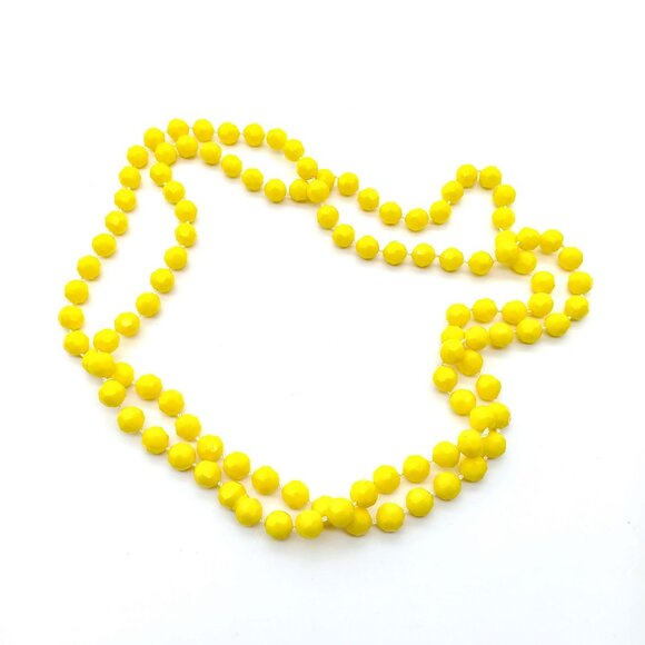 Let the Sunshine In Beaded Necklace, Bright Faceted Vintage Strand, Flapper - Picture 2 of 4